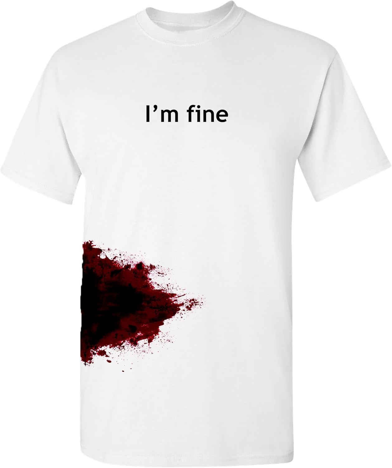 I'm Fine Movie Halloween Costume Tee Zombie Slash Shark Bite Scary Graphic Novelty Very Funny T Shirt