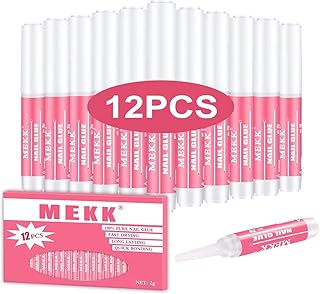 MEKK Nail Glue,Super Strong Nail Glue for Acrylic Nails,Long Lasting Nail Glue for Press Ons,Professional Nail Tip Glue Nail Tech Supplies Adhesive Press On Nail Glue for Nail Tips 0.07OZ/PCS(12PCS）
