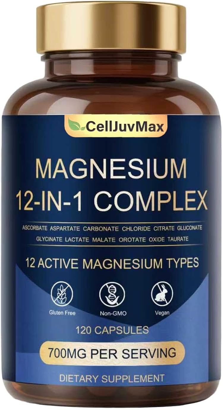 Magnesium Complex 12-in-1 Supplement | 700mg High Absorption Formula with Glycinate Citrate Malate Oxid| Muscle Relaxation, Restful Sleep & Heart Health Support | 120 Vegan Capsules