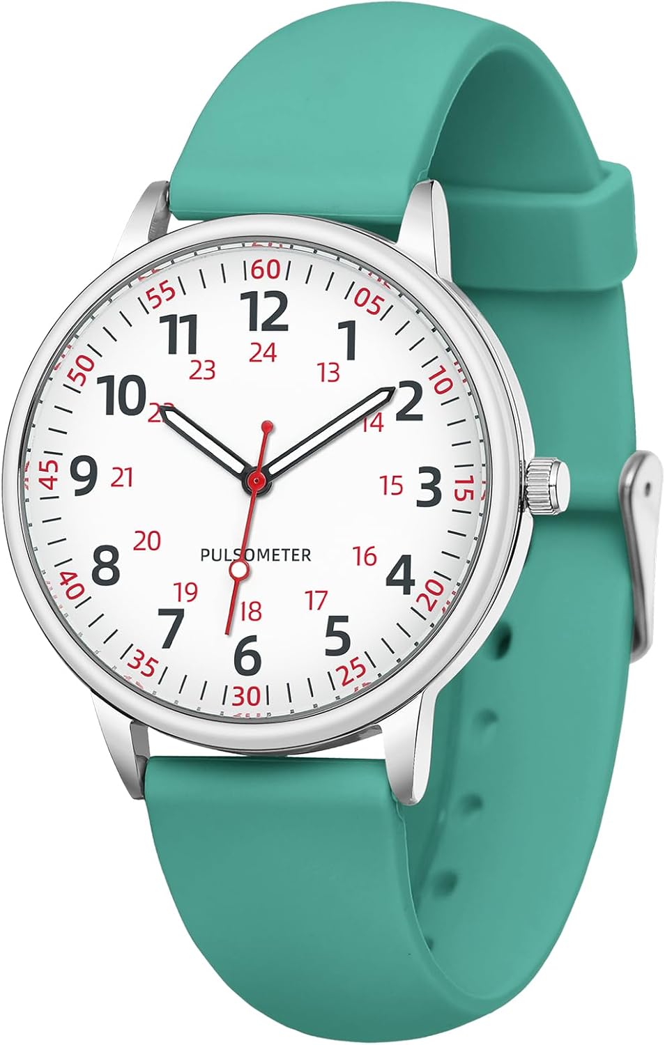Women Watch for Nurse Easy to Read Dial Wristwatches Silicone Band Water Resistant Watches Second Hand and 24 Hour