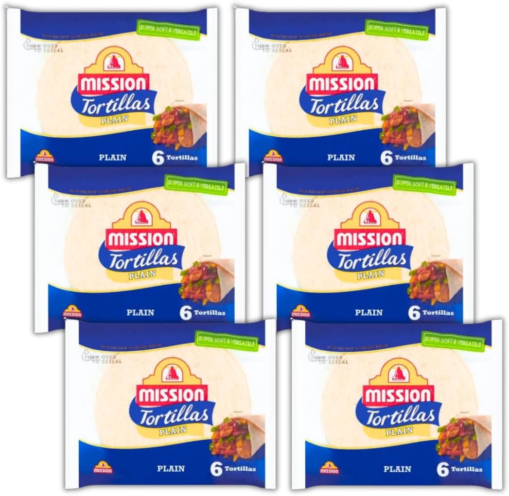 Tortilla Wraps 36 pcs - Soft and Flexible Vegan Tortilla Wraps in Resealable Bags (6x368g, Total 36 Wraps)