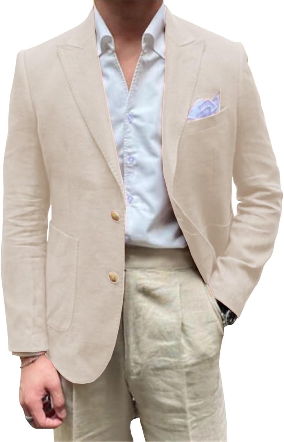 Men's Summer Linen Blazer Sport Coats Regular Fit Casual Suit Jacket Lightweight Beach Wedding Prom Blazers for Men