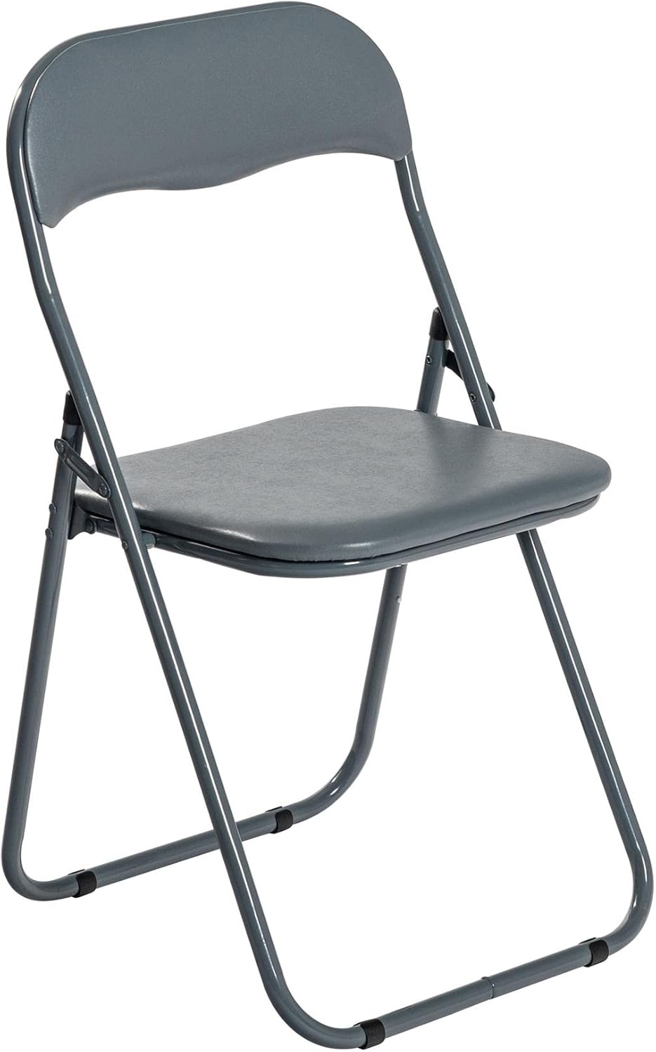 Harbour Housewares Padded Folding Chair - Solid Grey - Pack of 1 - Easy Store Metal Frame Foldable Desk Chair for Office, Dining, Kitchen