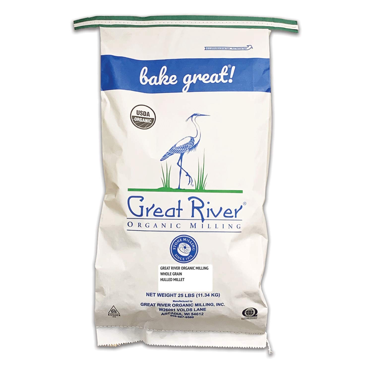 Great River Organic Milling, Whole Grain, Hulled Millet, Ancient Grain, Organic, 25-Pounds (Pack of 1)