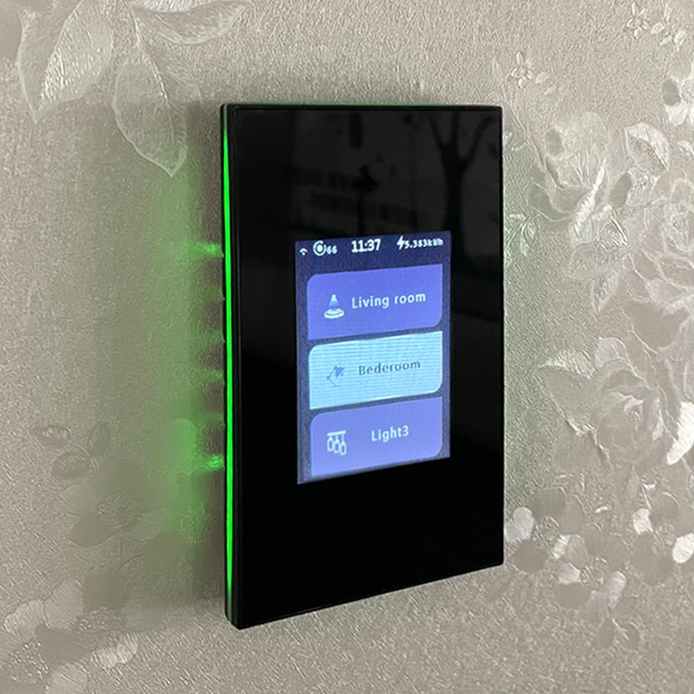 LANBON Smart Light Switch,1/2/3 Gang,3 Way for Whole House, LCD Magic Panel by WiFi Mesh Never be Offline, 2.4G Wi-Fi Smart Switch Compatible with Alexa&Google Home, Neutral Wire Required,L8-HS-Black