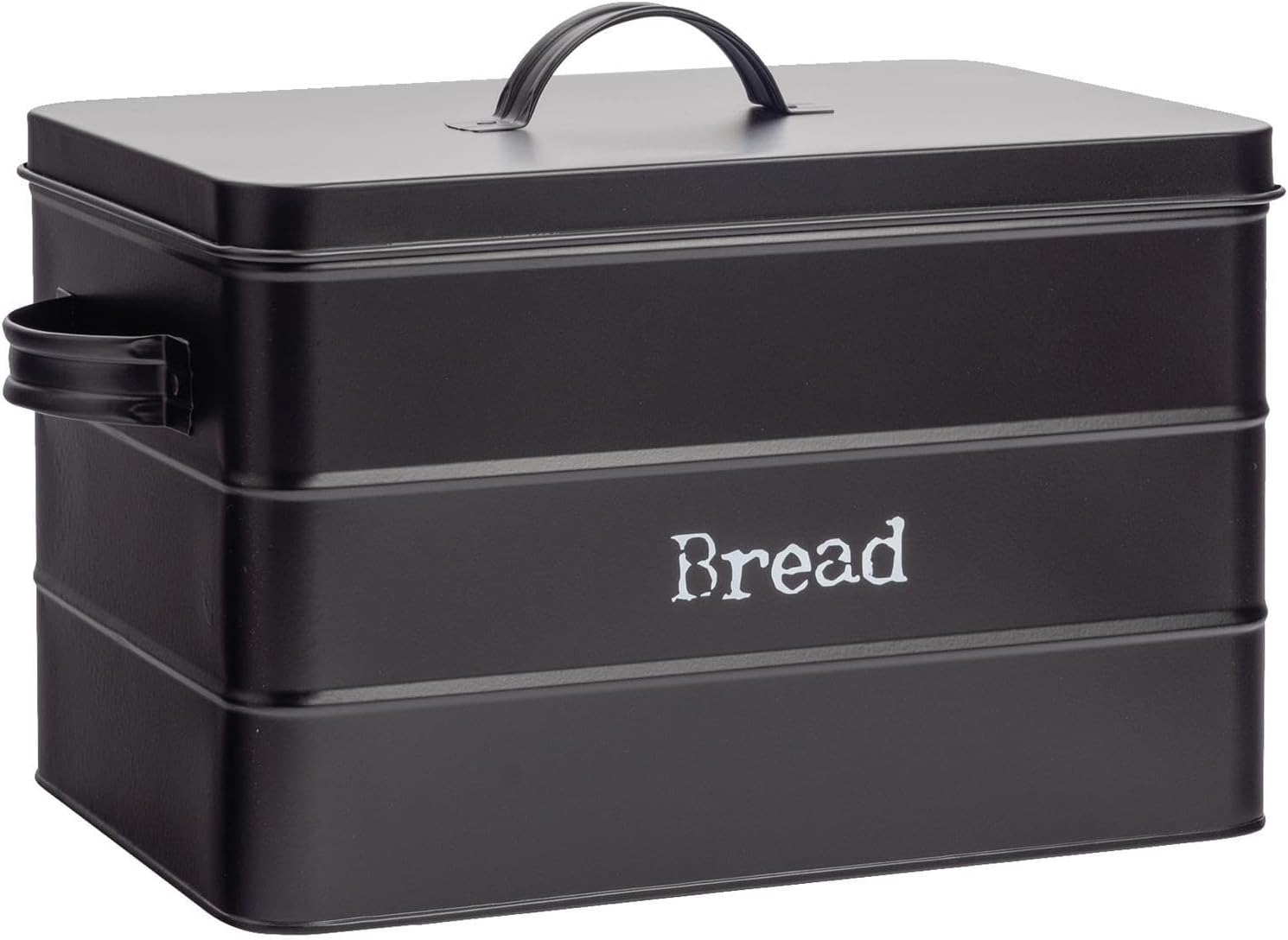 Harbour Housewares Vintage Bread Bin with Airtight Lid - Black - Steel Industrial Breadbins Storage Caddy Bread Bins for Kitchen Loaves, Pastries, Rolls