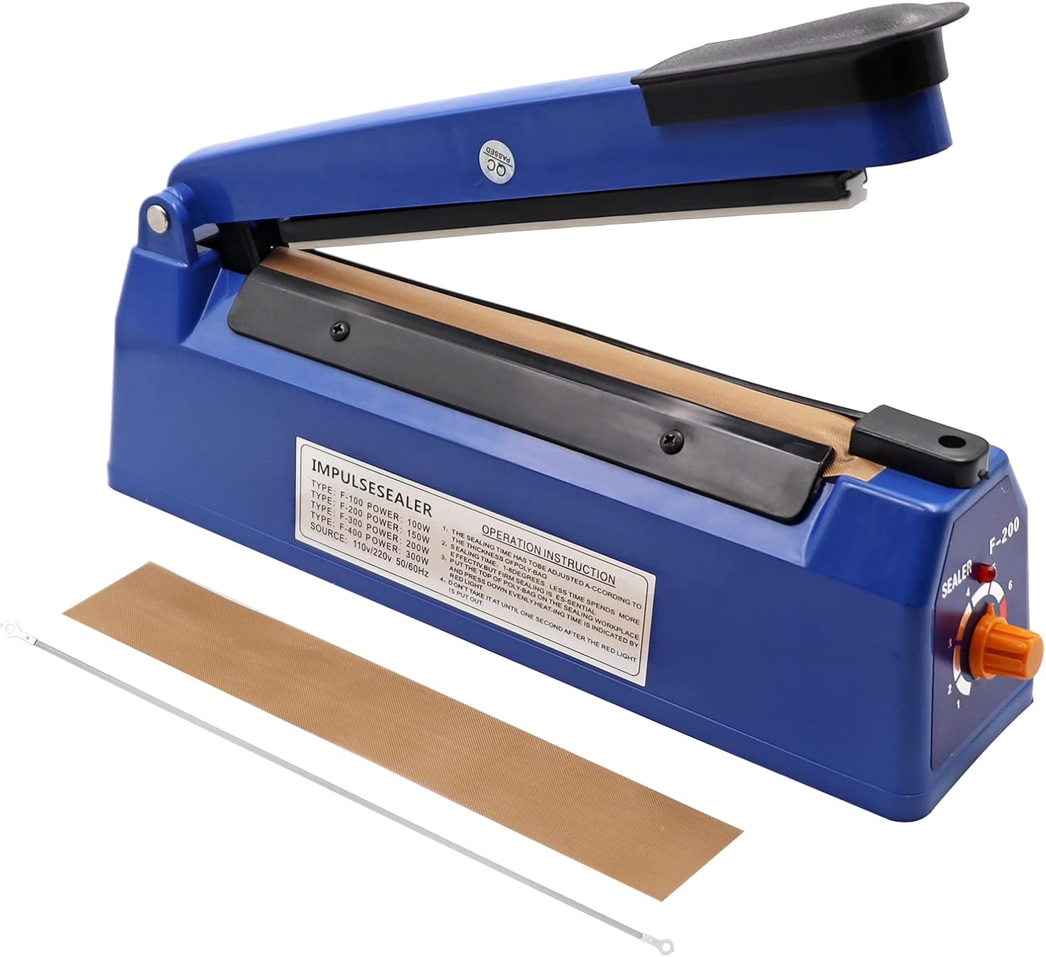 MUALROUS 200mm Heat Sealer Plastic Bag Sealer Impulse Sealer Black Vacuum Food Sealer Bag Packing Machine for Bag Sealing Packing Shrink Wrap Machine