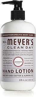 MRS. MEYER'S CLEAN DAY Hand Lotion for Dry Hands, Non-Greasy Moisturizer Made with Essential Oils, Lavender, 12 oz