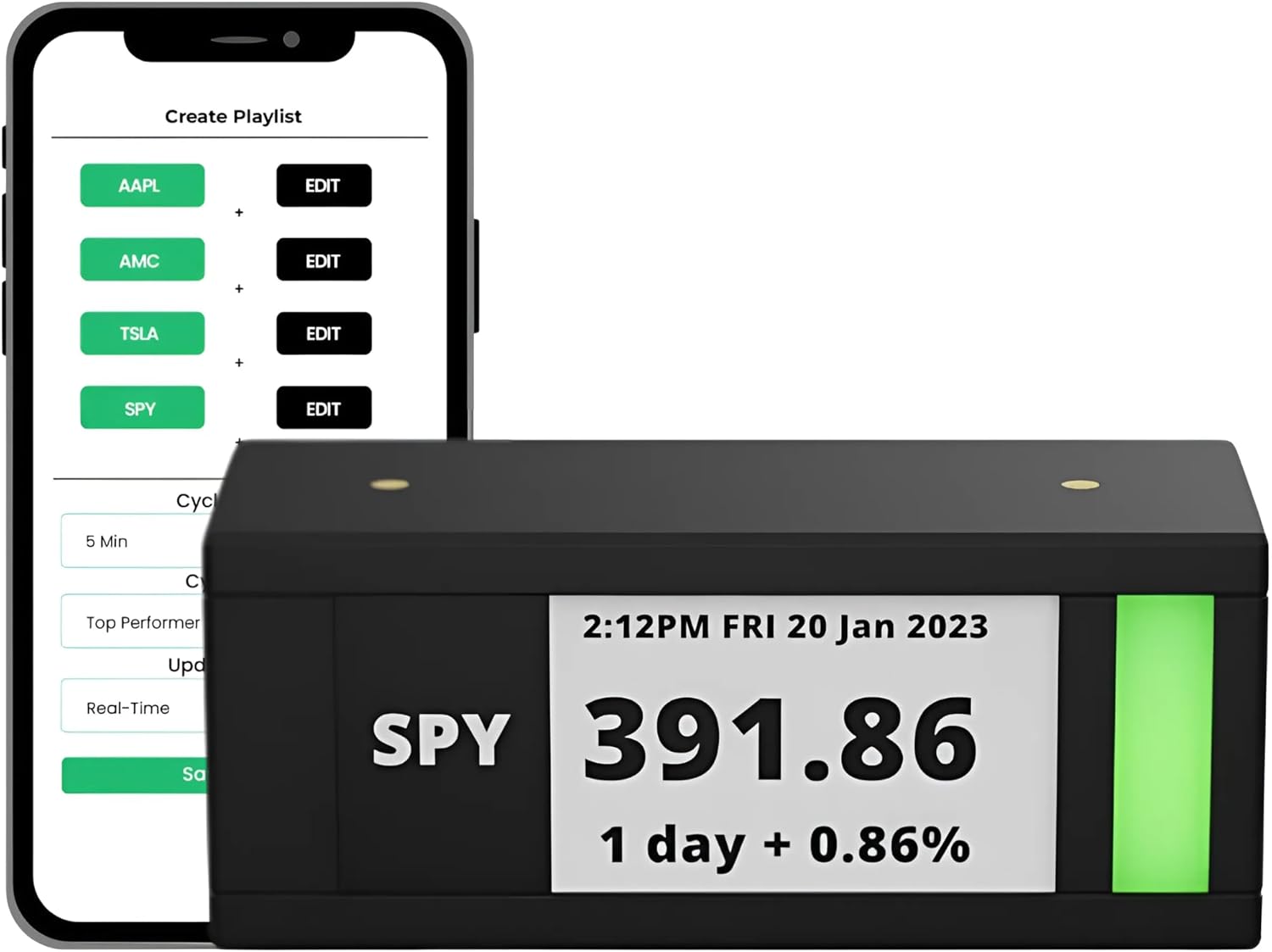 Stock Ticker with E-Ink Screen and WiFi Connectivity - Stackable Design for Room Accessories and Office Decor. Finance Tech Gadgets, with: 2.9inch - (Single)