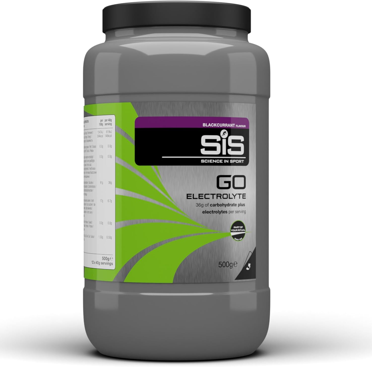 Science In Sport GO Electrolyte Powder Energy Drinks, High Carbohydrates and Sodium, Blackcurrant Flavour, 12 Servings Per 500 g