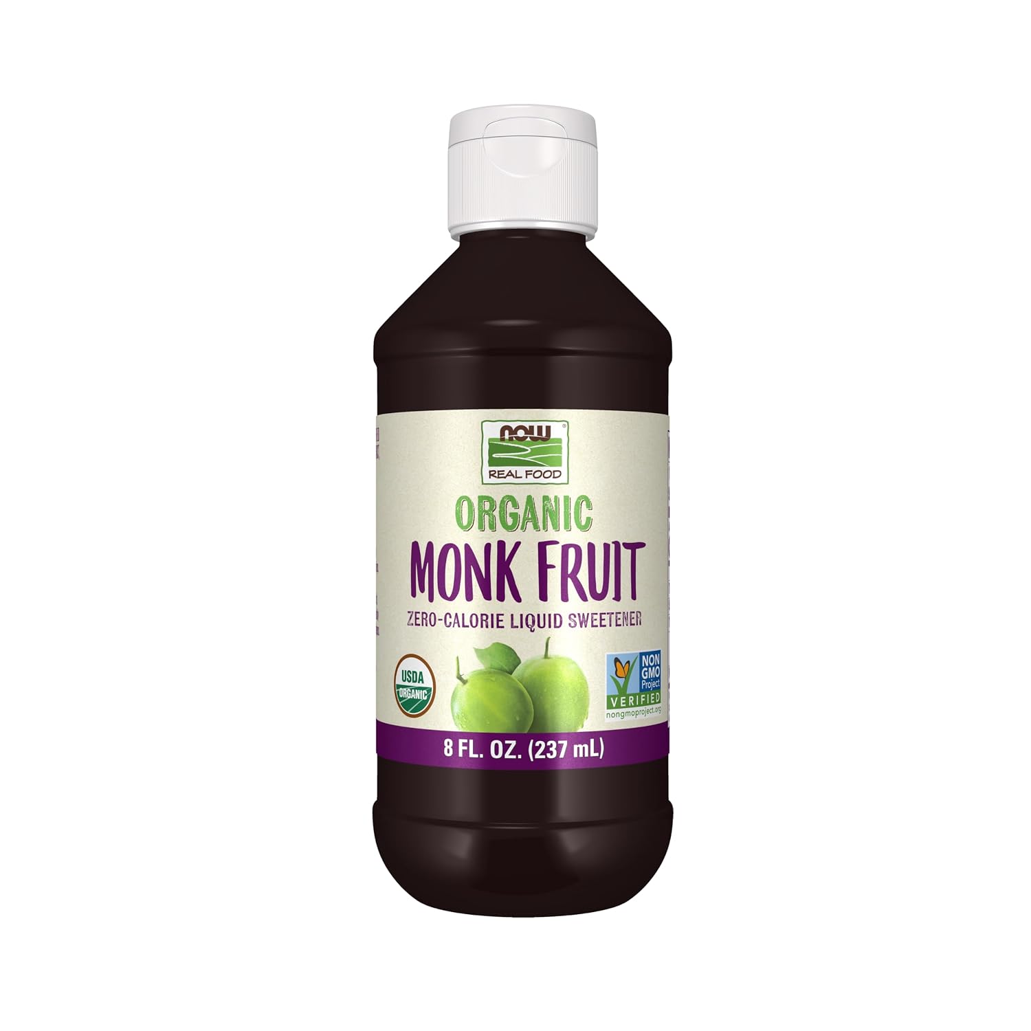 NOW Foods, Certified Organic Monk Fruit Liquid, Zero-Calorie Liquid Sweetener, Non-GMO, Low Glycemic Impact, 8-Ounce