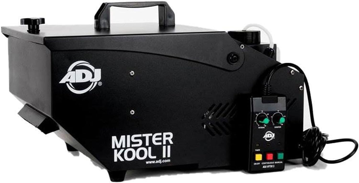 American DJ Mister Kool II Low Lying Water Based Metal Smoke Fog Machine for Halloween Decorations, Theater Effects, or Stage Fog with Remote, Black