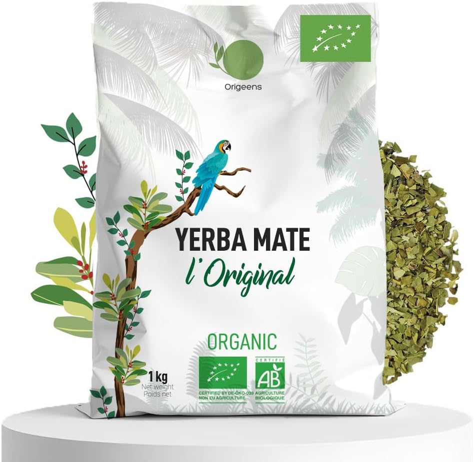 ORIGEENS ORGANIC YERBA MATE 1Kg | Yerba Mate Tea Hand-picked, Unsmoked, Leaf, without stems, not powdery | Energy and Detox Drink