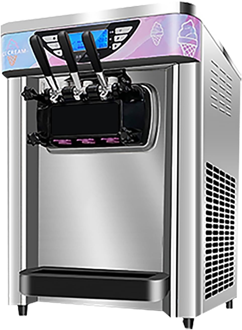 2000W Commercial Soft Serve Ice Cream Machine, 3 Flavor Countertop Soft Serve Maker with 5'' Touch Screen, Self-Cleaning, Stainless Steel, 2x6L Hoppers, 22-30L/H for Restaurants & Snack Bars