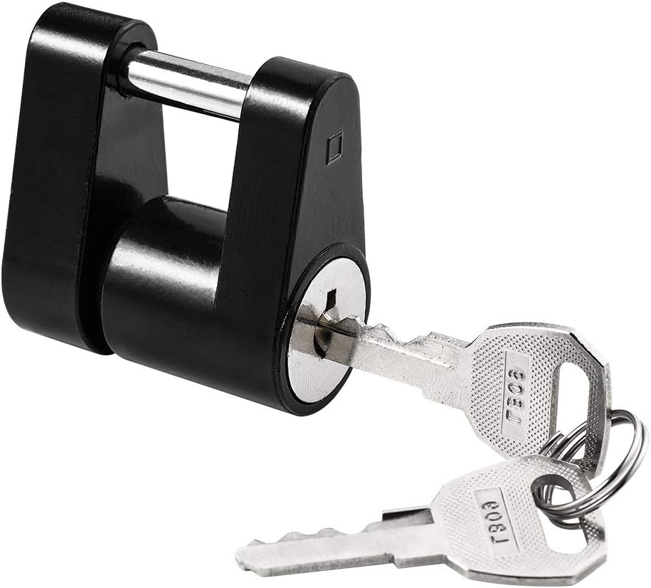 CZC AUTO Black Trailer Hitch Coupler Lock, Dia 1/4 Inch, 3/4 Inch Span for Tow Boat RV Truck Car's Coupler (1 Pack, Black)