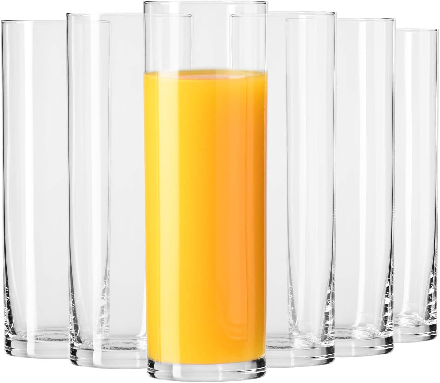 Krosno Tall Water Juice Beverage Drinking Highball Glasses, Elegant Lightweight Glass | Set of 6 | 200 ml | Pure Collection, Half Pint Tumbler| Home, Restaurant, Events & Parties | Dishwasher Safe