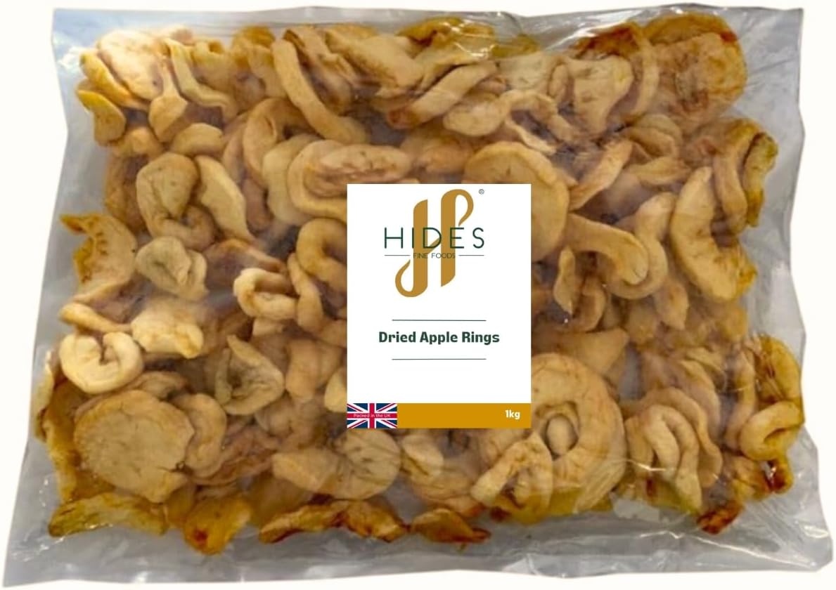 Hides Fine Foods - Dried Apple Rings 1kg - GMO Free - Suitable for Vegetarians - Perfect for Baking - Tarts - Cakes - Crumbles - Preserves - Christmas