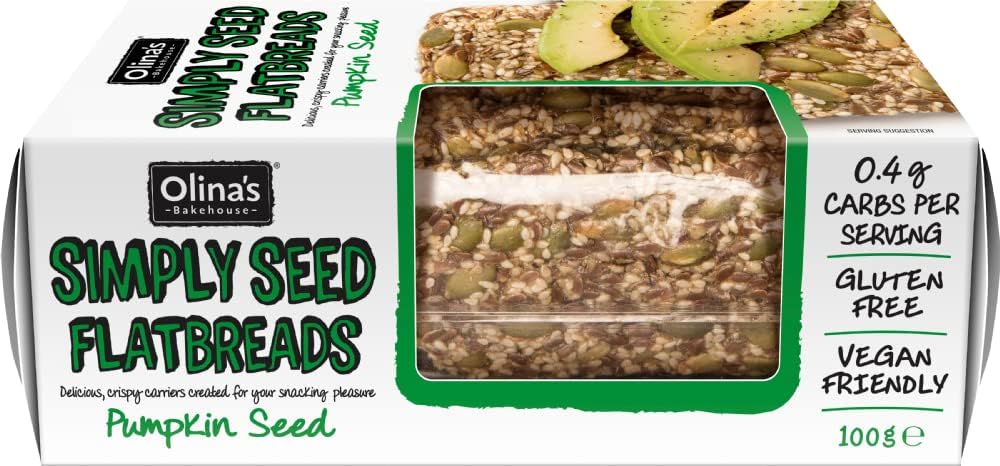 OLINA'S BAKEHOUSE Gluten Free Seeded Flatbreads - Pumpkin Seed 100g - 5 Pack