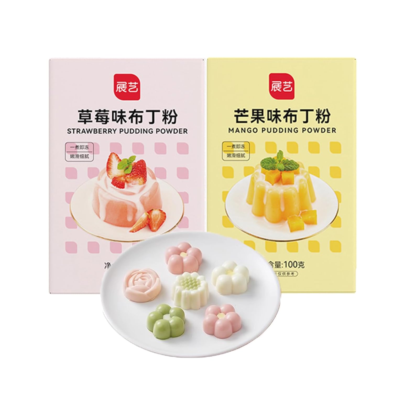 Pudding Powder,Mango Strawberry Flavor Custard Powders,Instant Flavoring Powder for Milk Tea,Easy Homemade,Perfect For Baking, Smoothies, Desserts and Drinks(2 pack,200g/7.05oz)