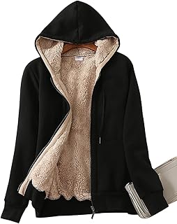 Yeokou Women's Casual Full Zip Up Sherpa Lined Hoodie Sweatshirt Jacket Coat