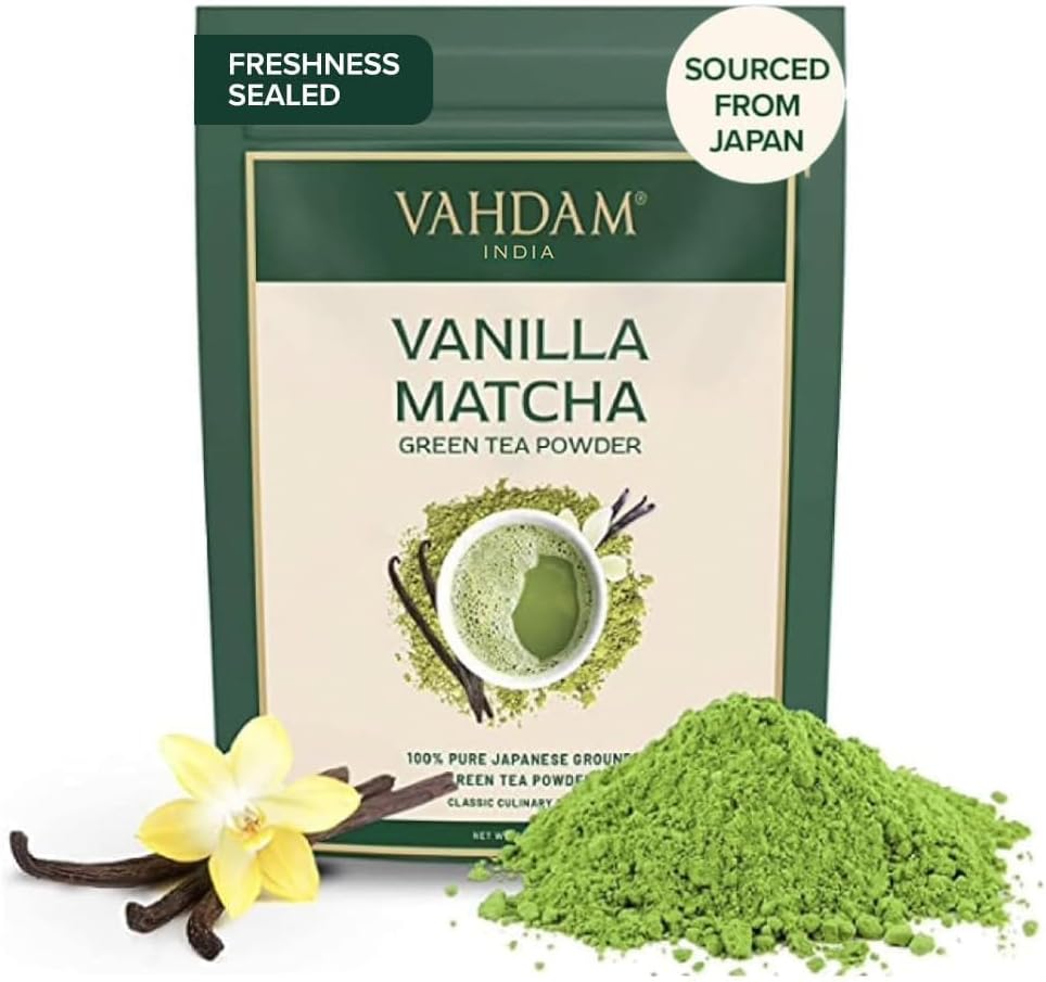VAHDAM Japanese Vanilla Matcha Green Tea Powder (100g) | Premium Matcha with Pure Vanilla | Perfect for Lattes | Sourced from Japan