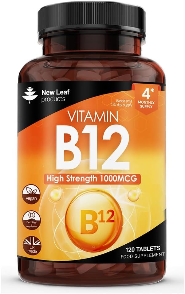 Vitamin B12 High Strength Tablets - 1000mcg Vegan B12 Vitamin Methylcobalamin Supplement – Contributes to The Reduction of Tiredness and Fatigue & Immune Energy Support Made in the UK (4 Month Supply)