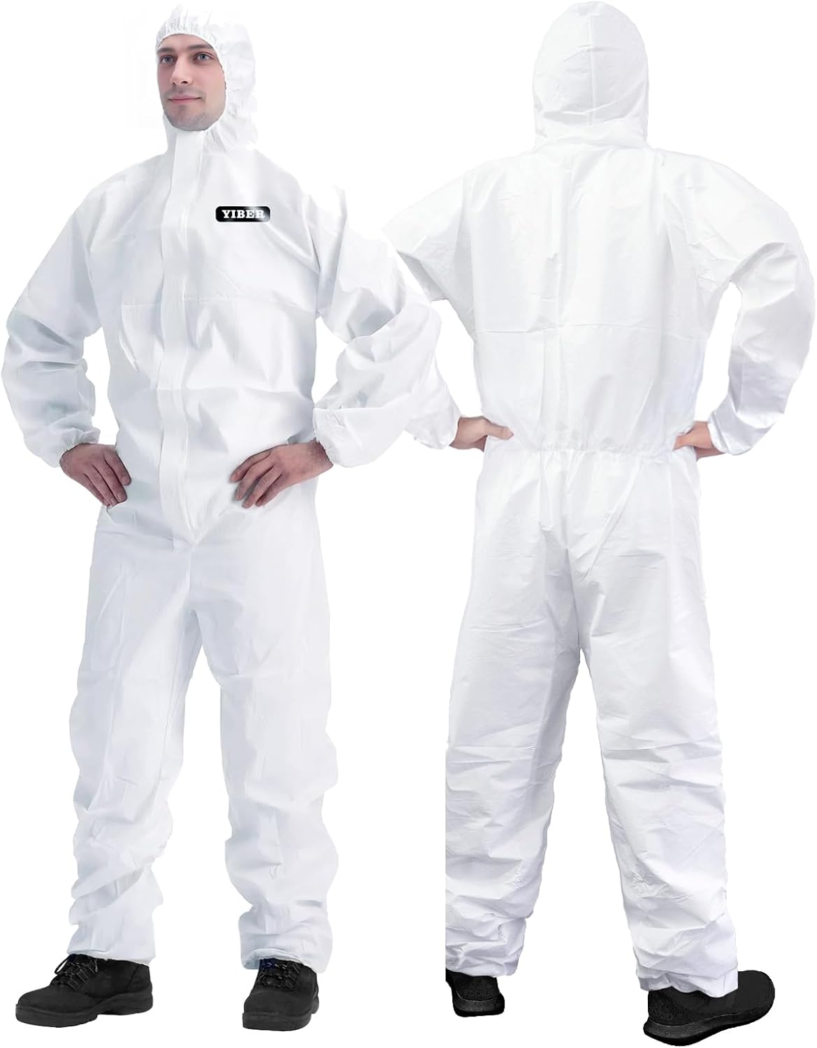 Hazmat Suit Disposable Coverall | Full Body Painters Suit in 7 Sizes with Multiple Specifications for Men & Women - 3X-Large, White, 1