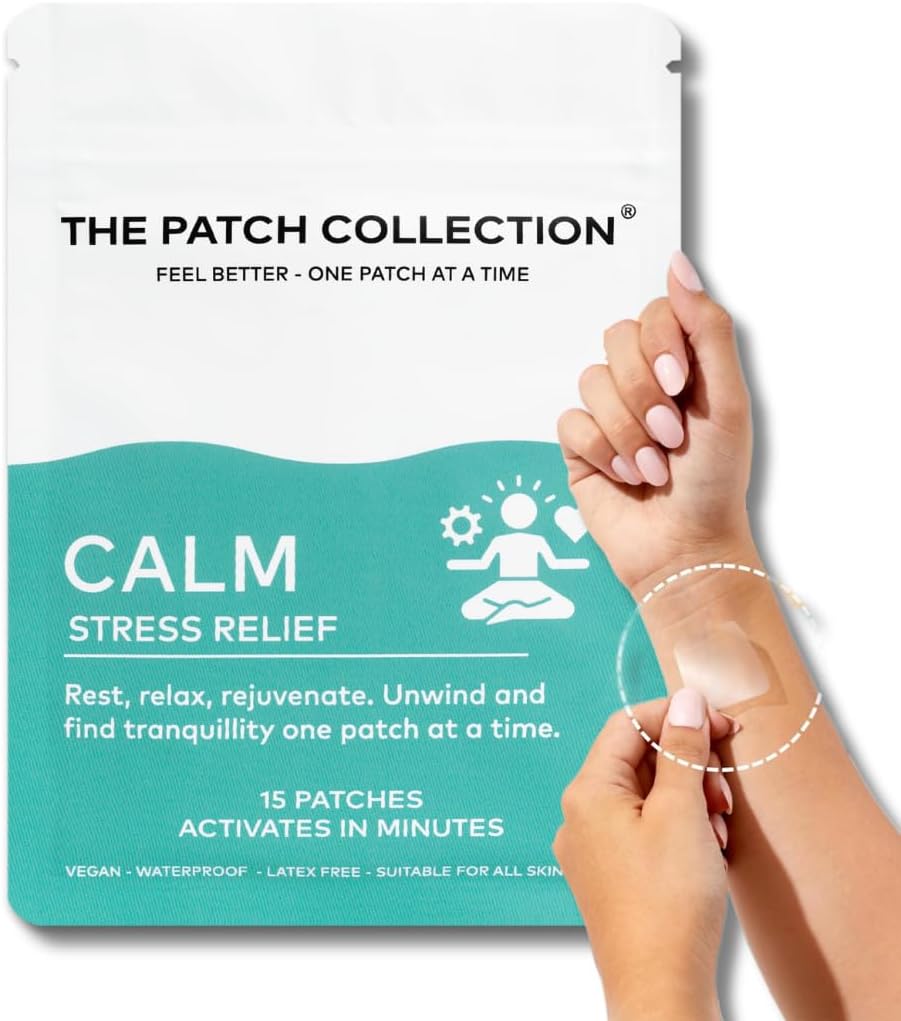 The Patch Collection® - Ultimate Calm Patch for Stress & Anxiety Relief, Mind & Mood Support | Ashwagandha, Valerian Root, Passion Flower, Vitamin B | 8 Hour Calmness | Vegan & Latex Free (Pack of 15)