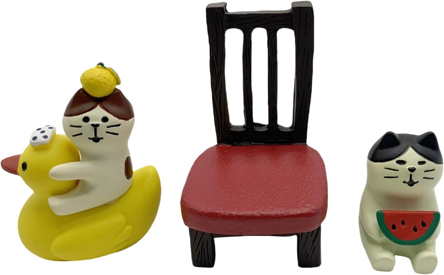 ZNWSRY Miniature Watermelon Eating Cat Figurines Statue,Miniature Lemon Cat Figurines Statue,Mini Things for Desk Decor,Home Decor, Cute Bedroom Decor,Smiski Figures for Shelf, Table, Desk,Garden