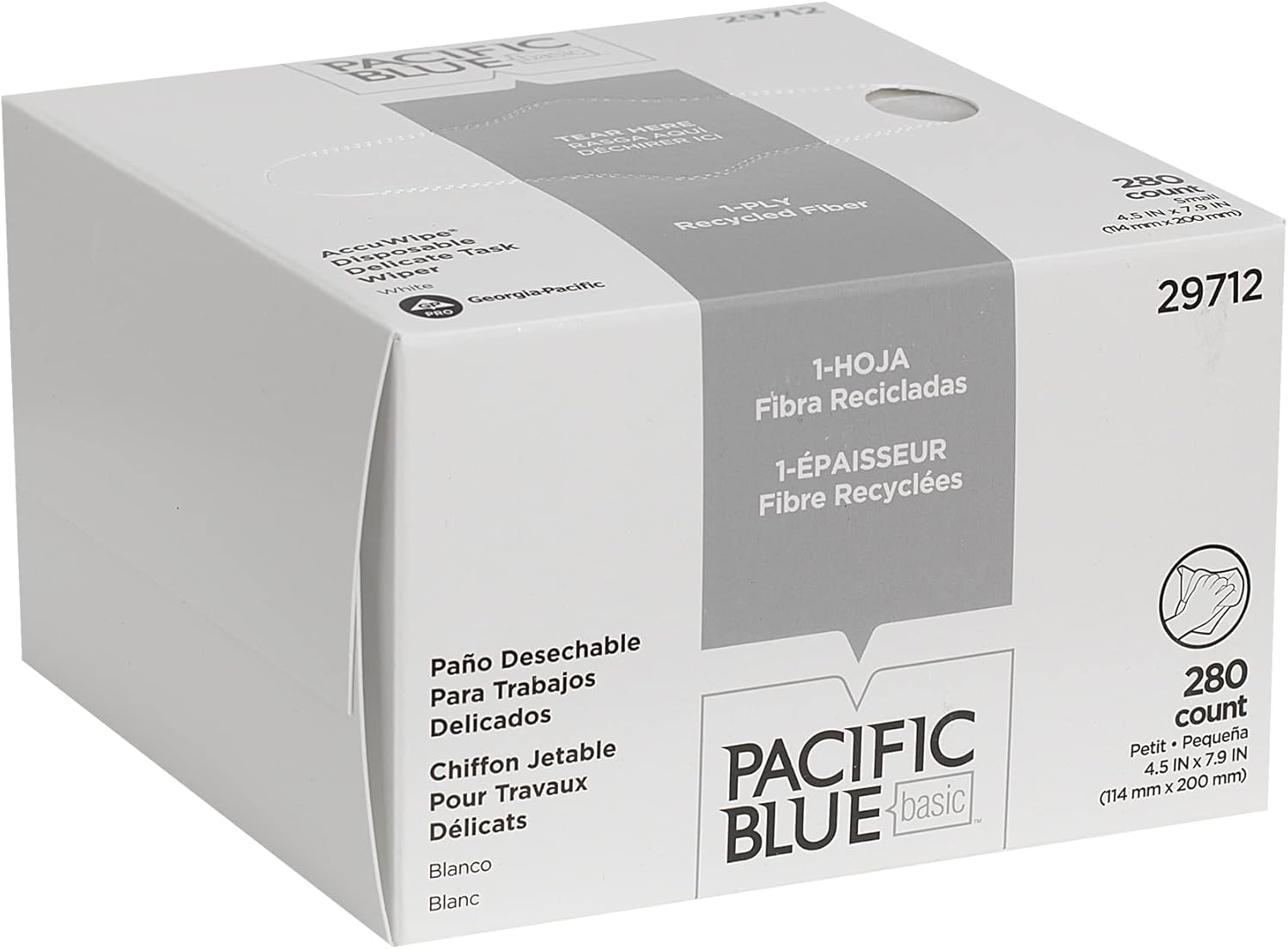 AccuWipe Delicate Task Wipe Recycled Light Duty White NonSterile 1 Ply Tissue 4-1/2 X 8-1/4 Inch Disposable (Box of 280)