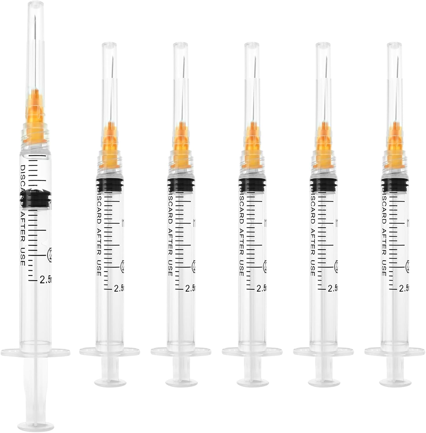 20 Pack Plastic Tube Lab Dispensing Tools, 2.5ml Syringes with 25G 25MM, Individually Packaged, Lab Syringe for Refilling and Measuring Liquids, Scientific Labs Experiment, Feeding Pets