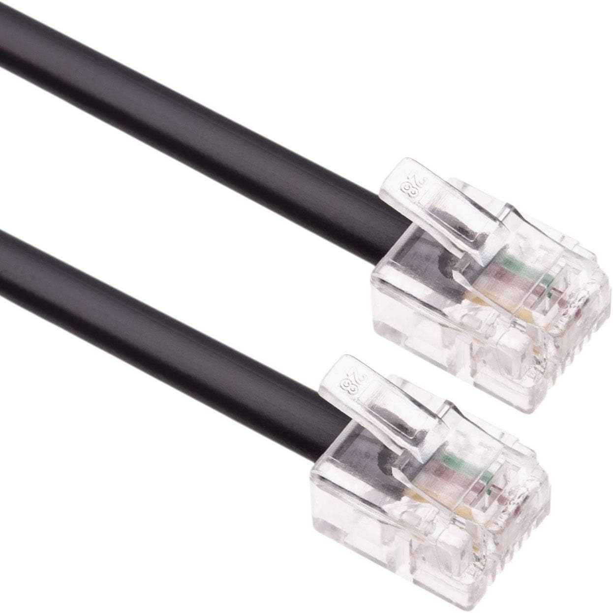 Keple RJ11 Cable ADSL 16.4ft Extension Lead Phone Cord Telephone Plug High Speed Internet Broadband Male to Male Router and RJ11 Phone Socket // Landline Wire (Black)