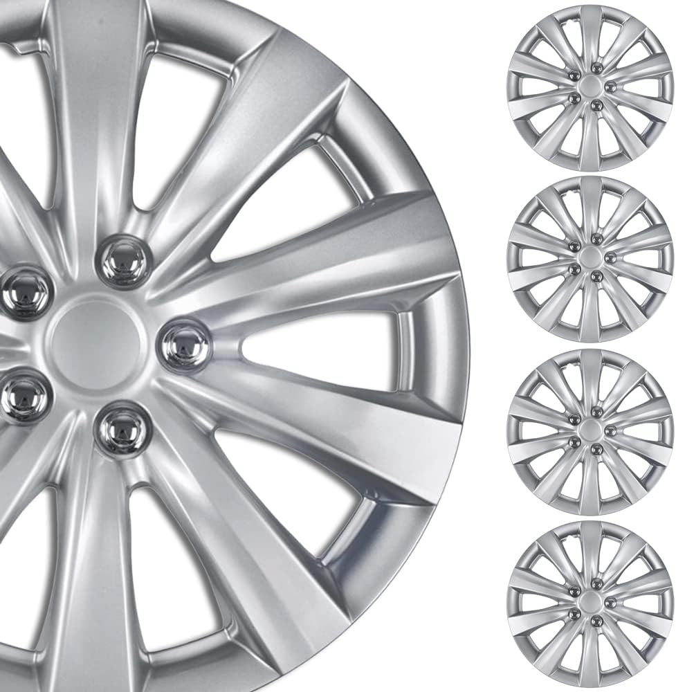 BDK Hubcaps Wheel Covers for Toyota Camry 16 Inch Hubcaps Set of 4, Snap-on Direct OEM Replacement for Toyota Corolla Hubcaps 16 Inch Wheel Covers Impact-Resistant High Durability (Full Set of 4)