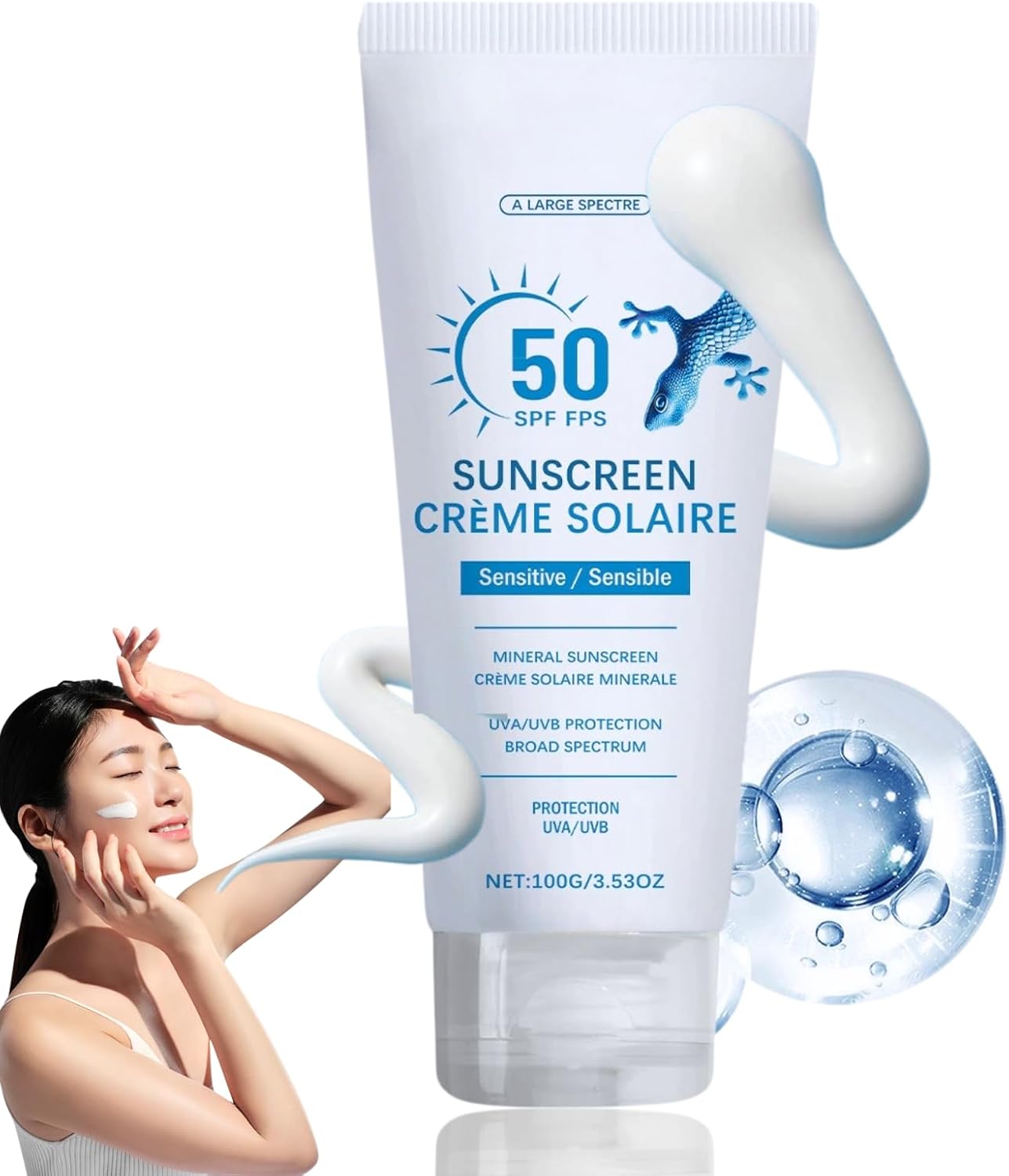Mineral Sunscreen SPF50+ Face Moisturiser – 100g Broad Skin Barrier Repair Moisturizer for Sensitive Skin, Face Moisturizer with Zinc Oxide, Lightweight & Non-Greasy, Barrier Relief Daily Sun Care