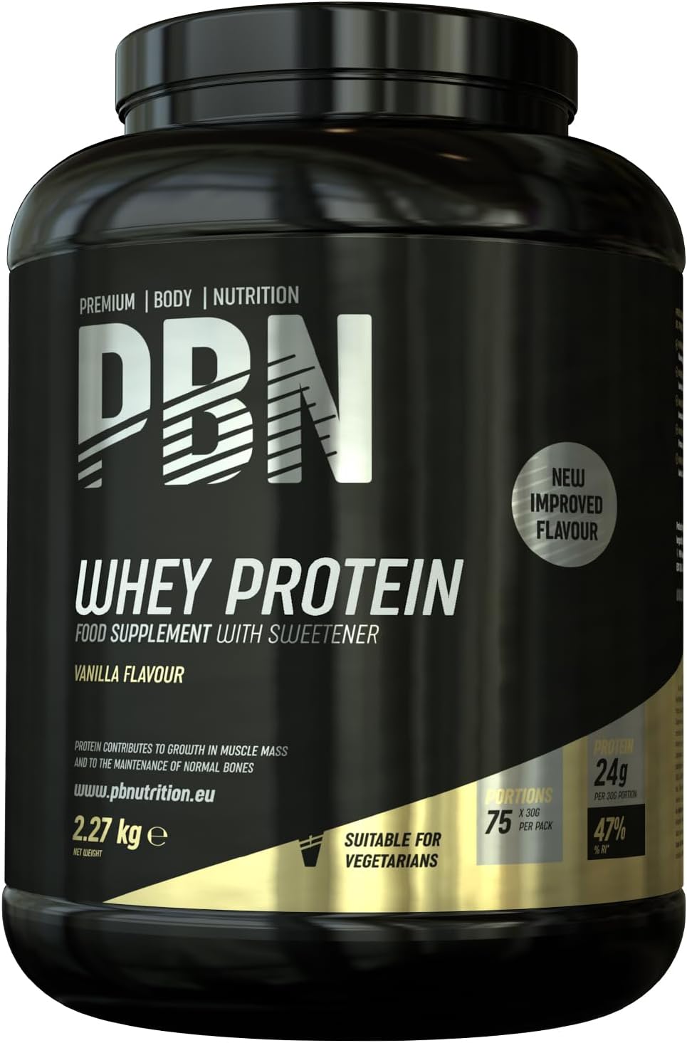 Premium Body Nutrition Whey Protein 2.27kg Vanilla, New Improved Flavour