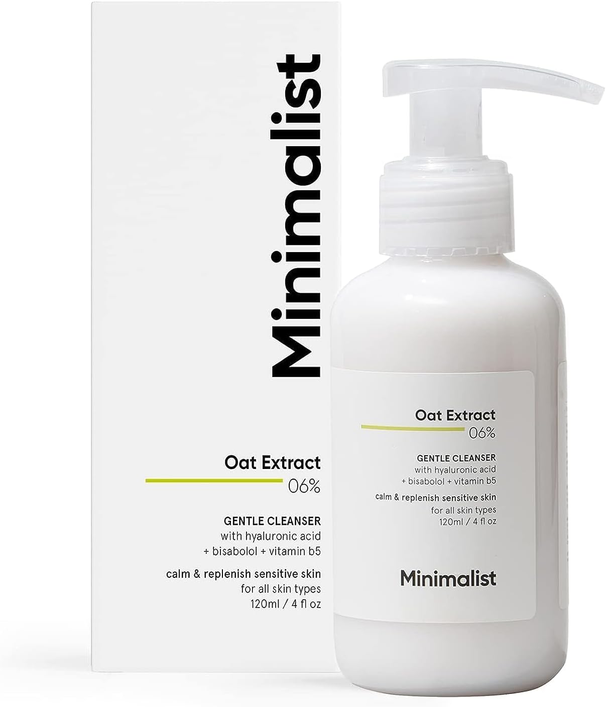 Minimalist 6% Oat Extract Gentle Cleanser with Hyaluronic Acid | Sulphate Free Face Wash for Sensitive Skin (120 ml)