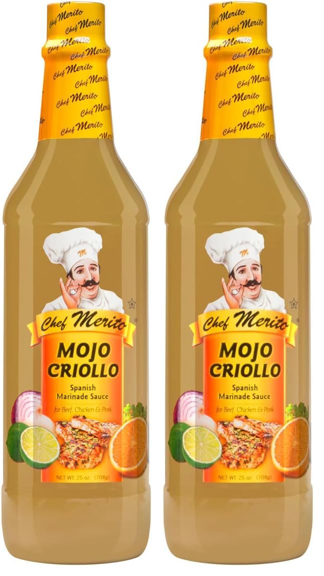 Chef Merito Mojo Criollo Marinade 25 oz | Cuban-Style Garlic & Citrus | No MSG | Perfect for Pork, Chicken & Seafood | Authentic Latin Flavor Since 1985 (Pack of 2)