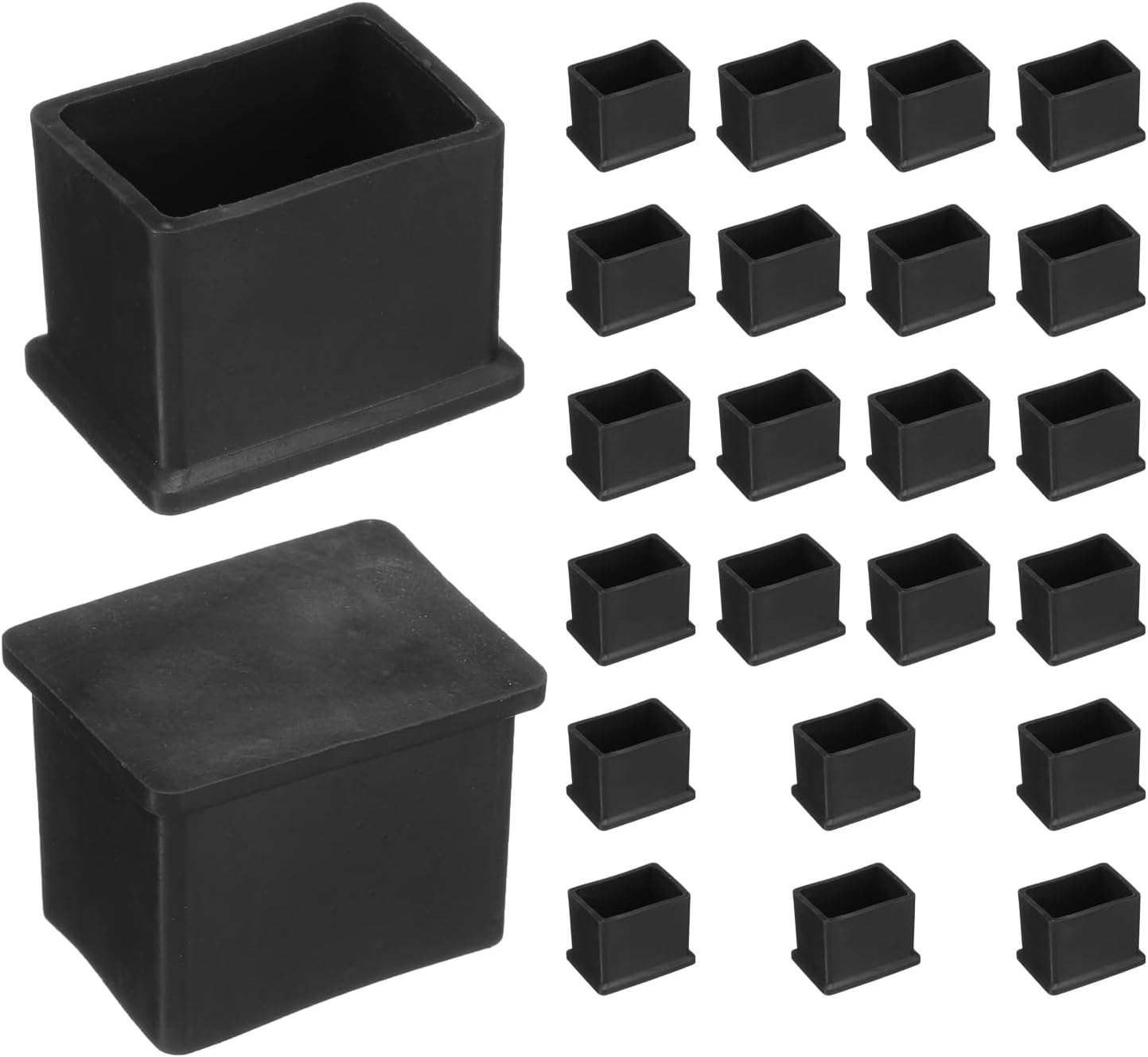 sourcing map 24pcs Rectangle Chair Leg Caps PVC Chair Leg Floor Protectors Non-Slip Chair Feet Covers for Hardwood Floors Furniture Protectors, Black, 20 x 30mm