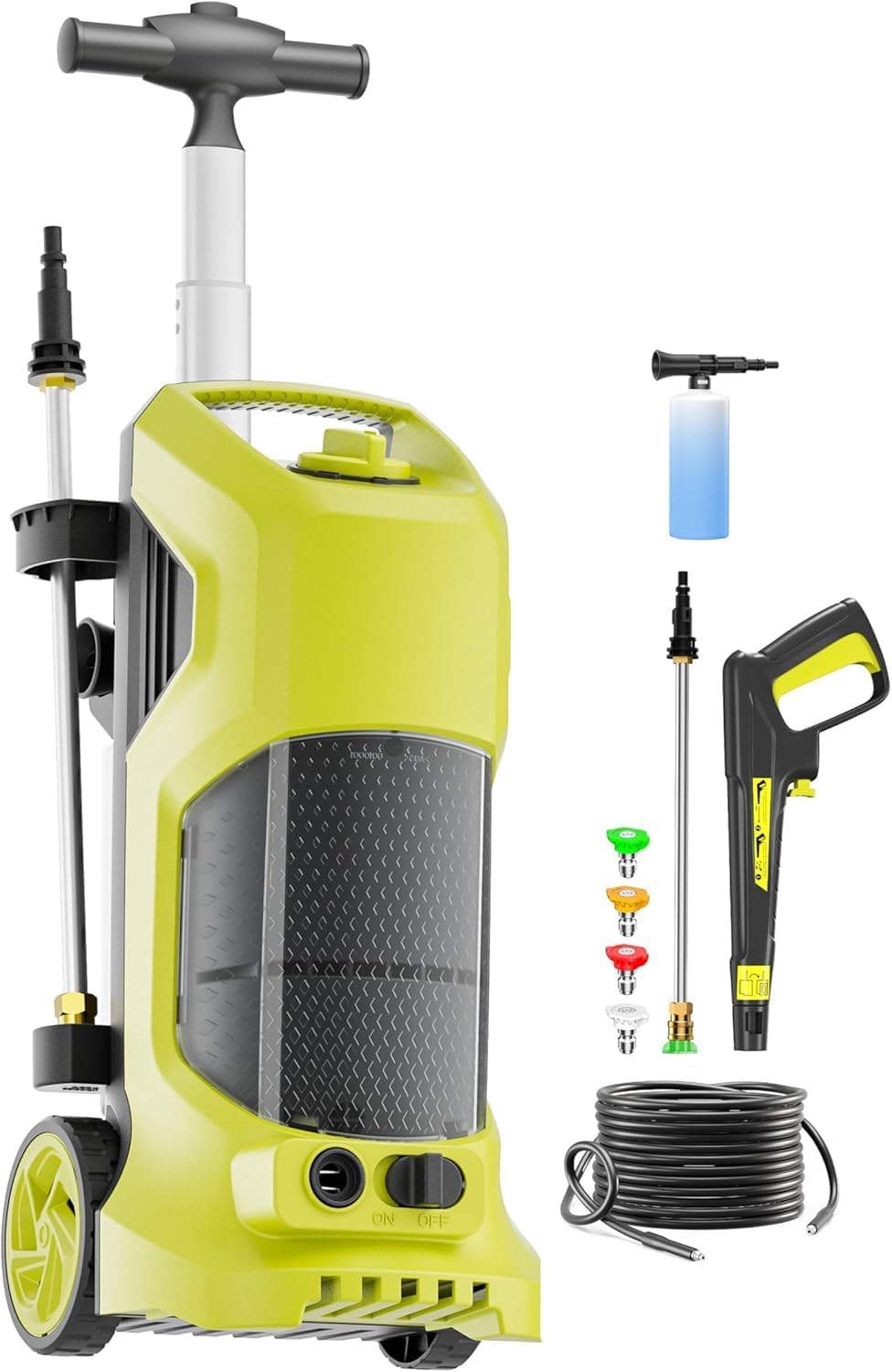 Electric Pressure Washer 4800PSI-Max 3.0GPM Pressure Washer with 4 Nozzles, 25FT Hose, Soap Tank, Ideal for Car, Driveway, Patio, Pool Yellow