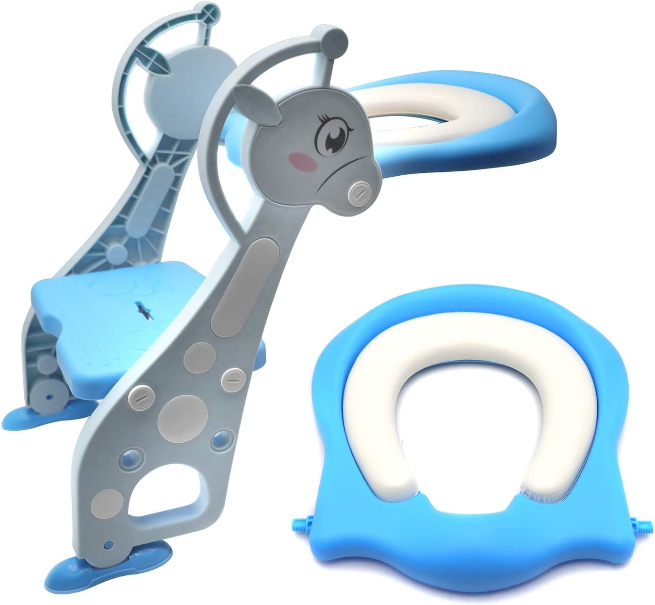 SMT- Giffgaff Potty Training Toilet Ladder Seat With Upgraded Cushion Step Stool Ladder Toilet Chair/Toilet Trainer for Baby Toddler Kids Children In Green [P/N: ET-BABY001-BLUE STEP]