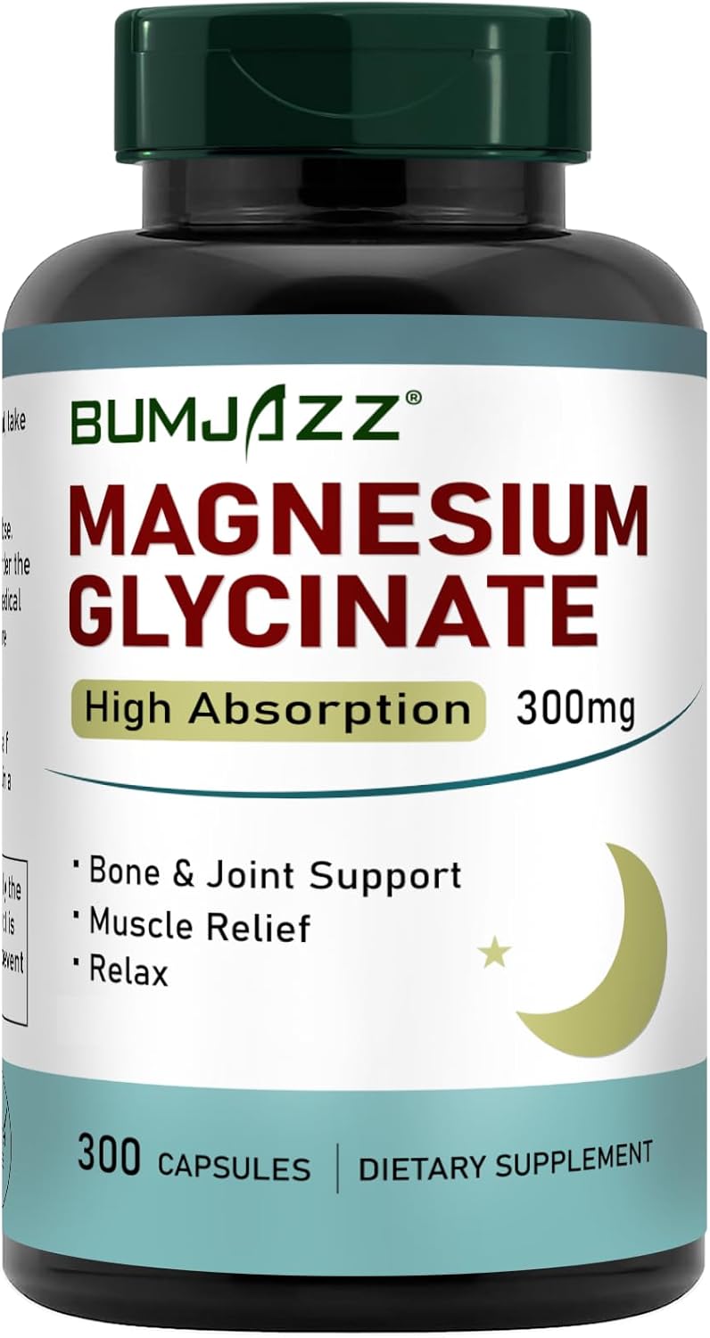 Magnesium Glycinate Supplement Capsules 300mg - 300 Counts - 100% Chelated for High Absorption Vegan Essential Mineral Supplement