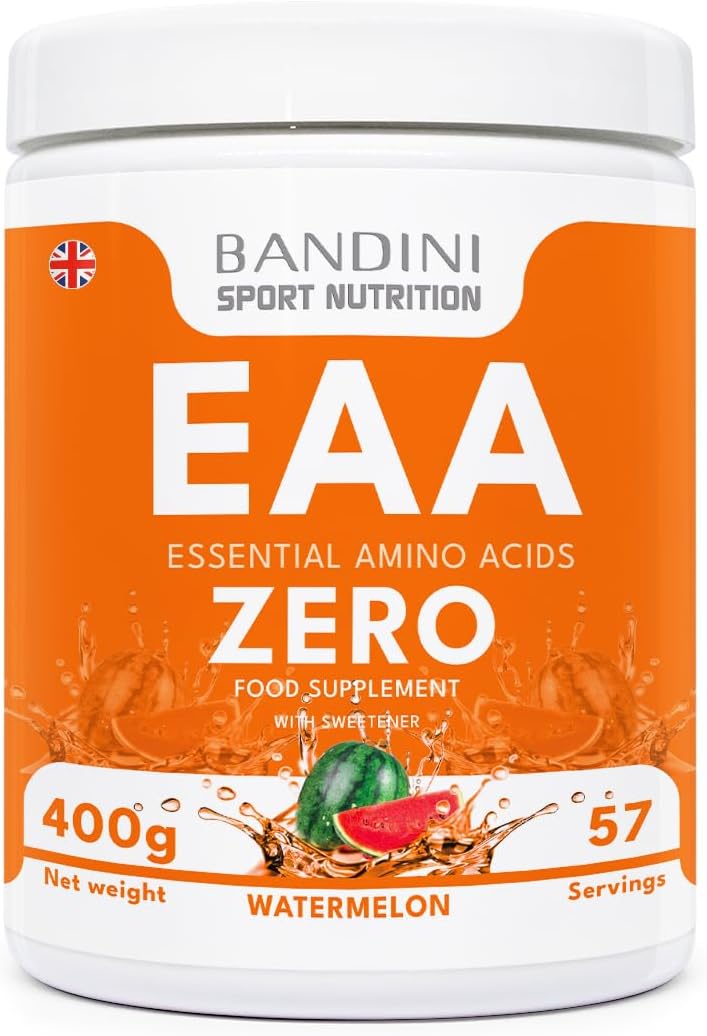 Bandini® EAA Essential Amino Acids | 400 g Powder | 9 Fermented Essential Aminoacids EAAs + BCAAs 2.1.1 & Vitamin B6 | Muscle Growth & Recovery | Intra Pre Post Workout | Vegan, Watermelon Flavour