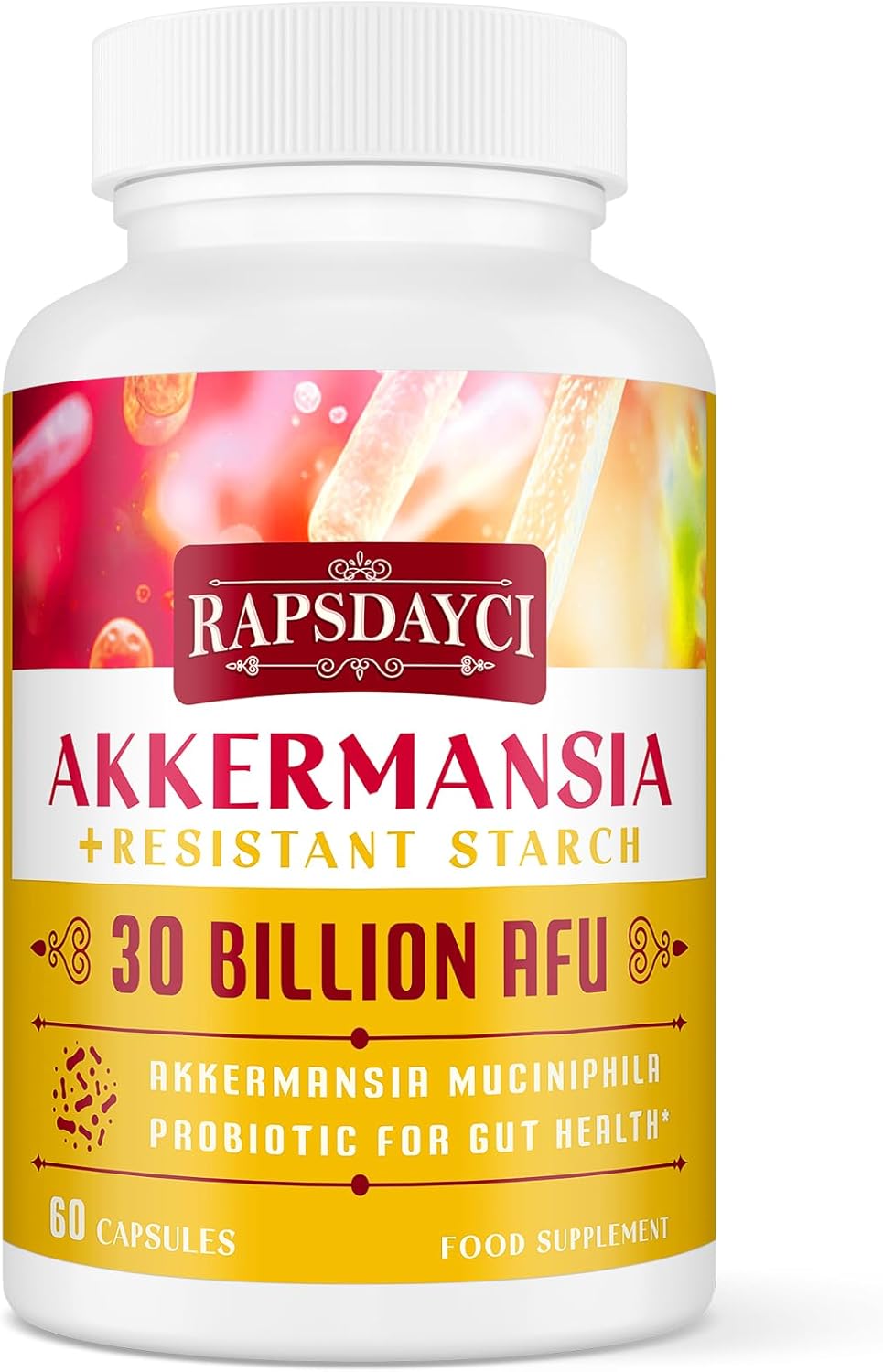 30 Billion AFU Akkermansia Muciniphila, Probiotic for Gut Health & Digestive, Most Potent Probiotic Supplement, A Live Akkermansia Supports Gut Lining & GLP-1, for Women & Men (60 Count (Pack of 1))