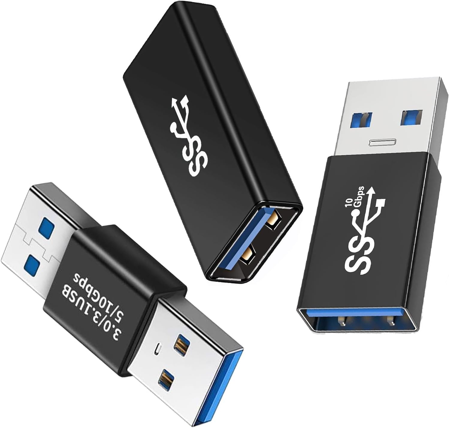 USB 3.0 Adpter, 3Styles of USB 3.0 to USB Adapters- USB A Female to Female Coupler, USB A Male to Male Coupler, USB A Male to Female Adapter - High Speed Convert Extension Coupler Connector Converte