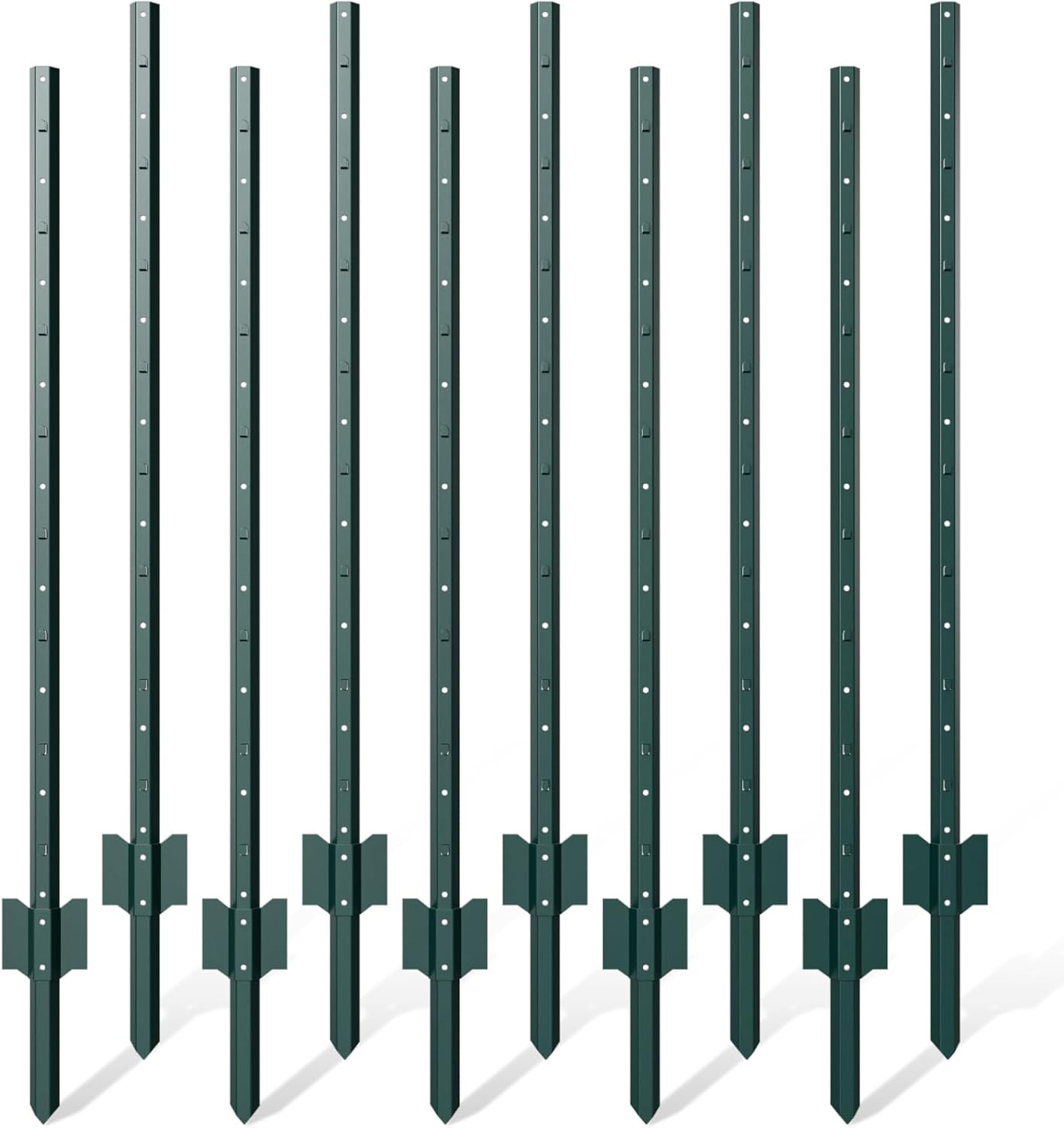 10 Pack Metal Fence Post, 5 Feet Heavy Duty Garden with U-Post, No Dig Garden Fence Stakes for Temporary Fencing, Corner Anchor