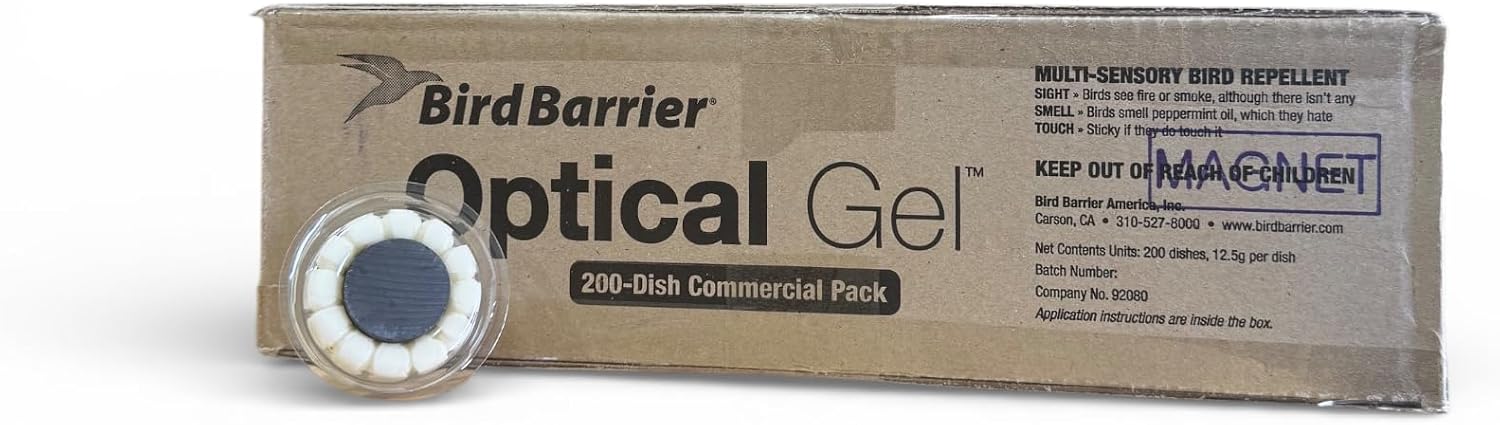 Bird Barrier Optical Gel MAG Magnetic Bird Repellent Discs, 200 Pack | Magnetic gel discs for metal railings, signs & HVAC; no adhesive, repositionable; lasts 4 years