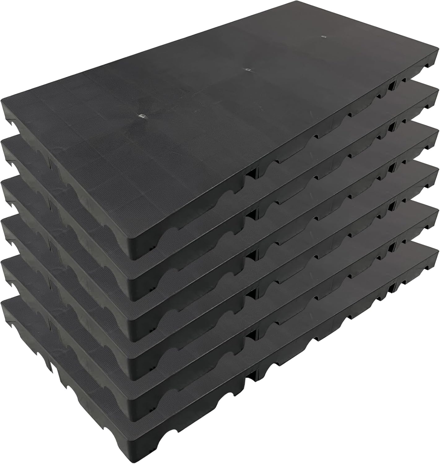 6 Pcs Black Plastic Pallet, Lightweight Moisture-Proof Waterproof Floor Pallets, Interlocking Storage Pad, Applicable to Indoor and Outdoor, Garages, Kitchen and Basement (11.8 * 23.6 * 1.18 in)