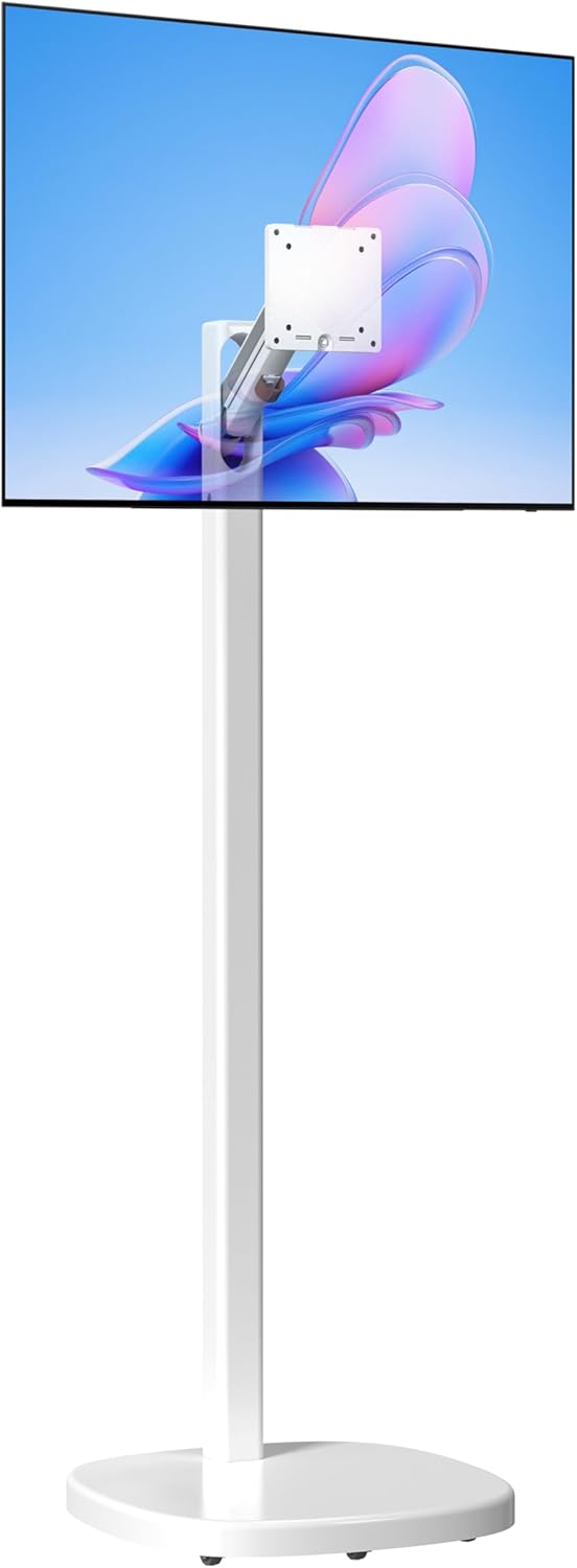 CTA Digital Ergonomic Floor Stand for Monitors & TV’s Up to 35-inches & 22 lbs - Mobile Stand with Anti-Knockdown Base & Height Adjustable - Commercial Grade - (ADD-MSADFS)