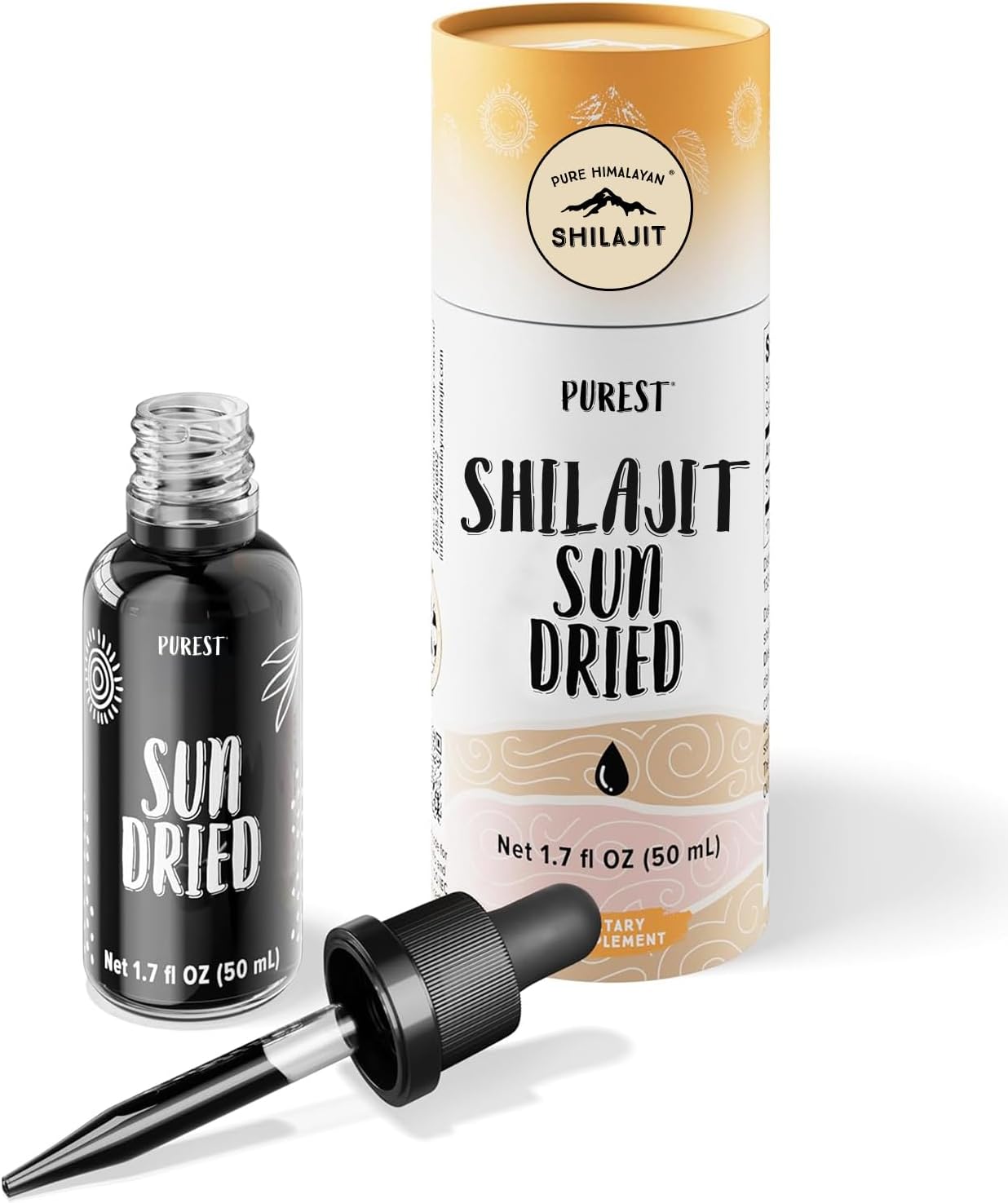 Pure Himalayan Shilajit ®, Sun Dried Liquid Drops - Immune Support Supplement, Energy Boost, Detox Cleanse, Anti-Aging and Wellness - Natural Trace Minerals & Fulvic Acid Complex (50ml, Pack of 1)