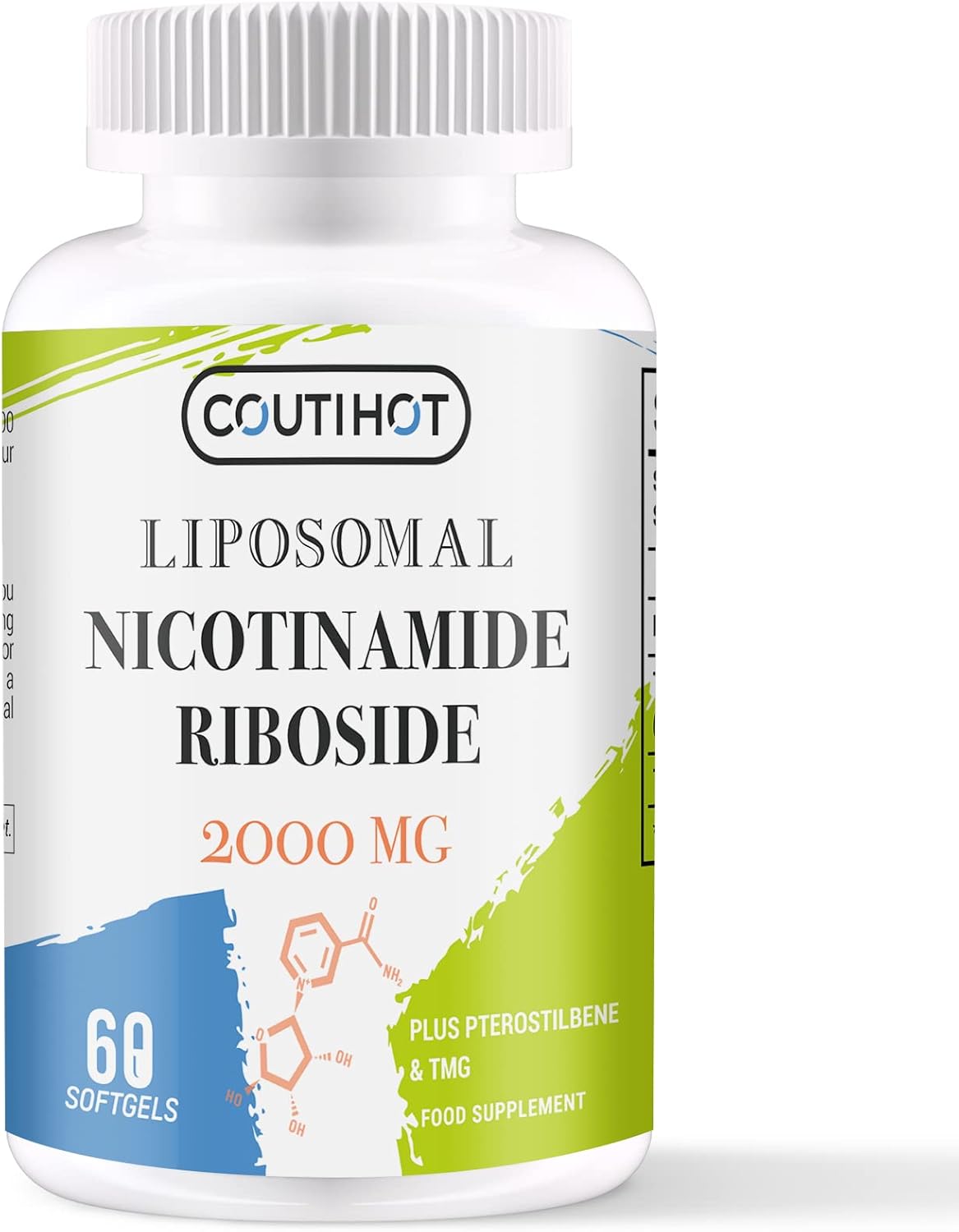 Coutihot Liposomal Nicotinamide Riboside TMG & Trans-Pterostilbene 2000MG, Ultra Pure NR Supplet, Highest bioavailability (60 Count)